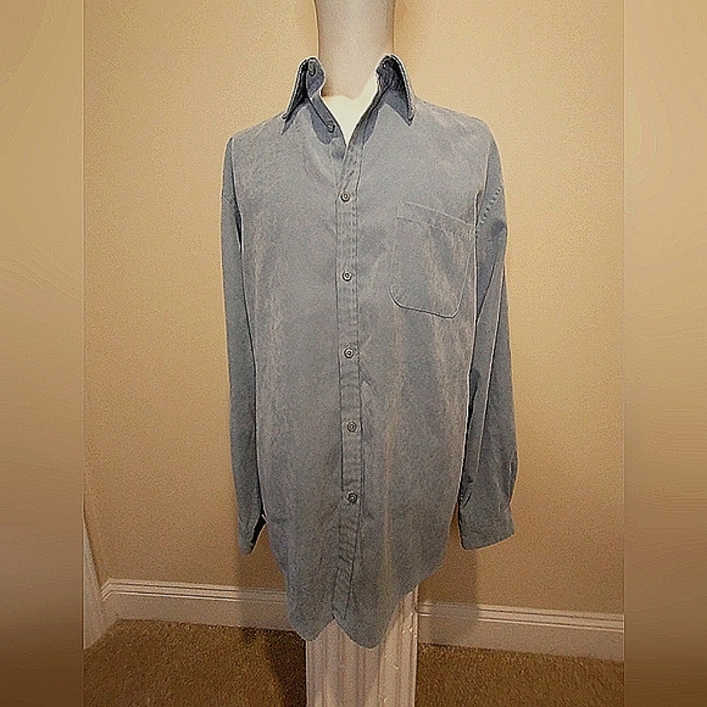Alfani Powder Blue Brushed Microsuede Button Down